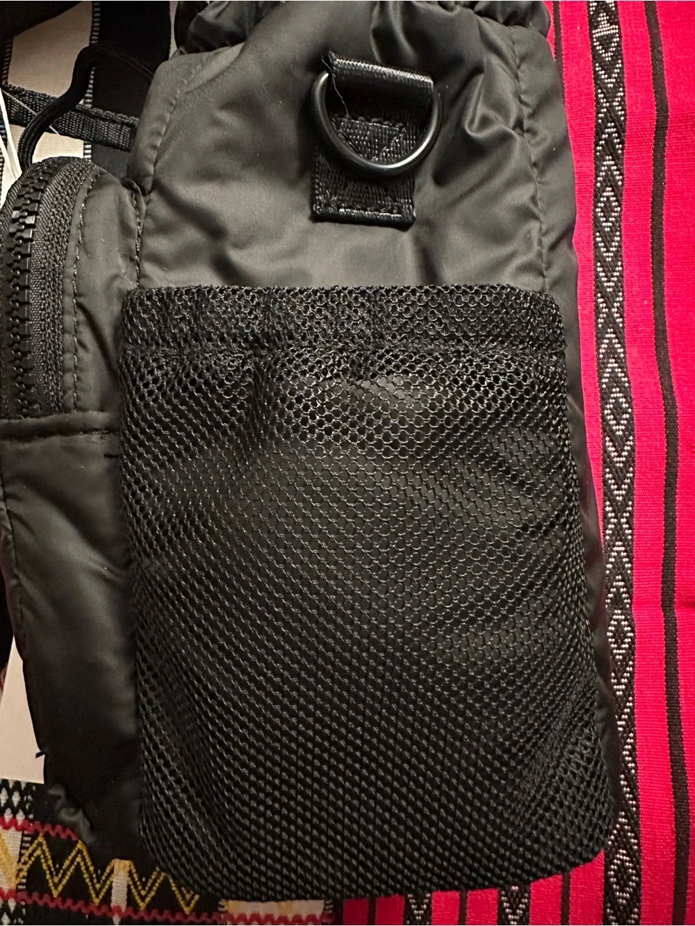 Wildfox Black Nylon Water Bottle Crossbody Sling Bag with Front Pocket - NWT